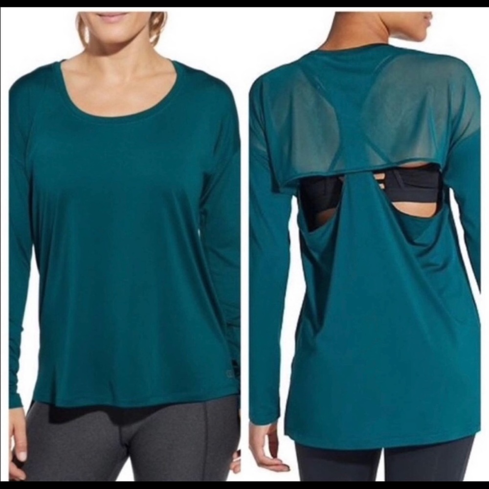 Calia mesh back teal XL long sleeve top